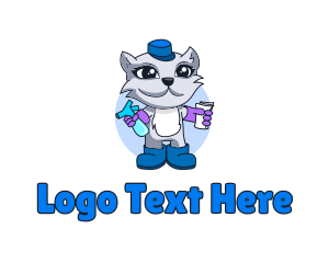 Gloves - Cat Cleaning Mascot logo design