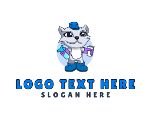 Character - Janitor Cat Cleaning logo design