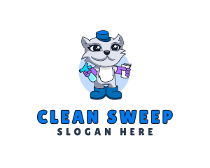 Janitor - Janitor Cat Cleaning logo design