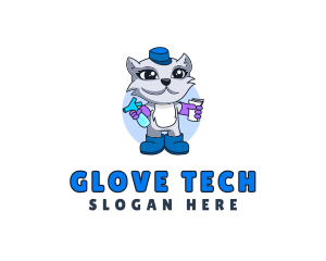 Janitor Cat Cleaning  logo design