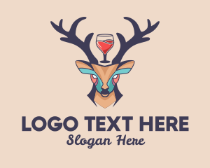 Hunter - Deer Antlers Wine logo design