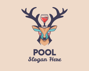 Hunting - Deer Antlers Wine logo design