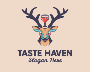 Deer Antlers Wine  logo design