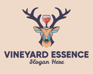 Deer Antlers Wine  logo design