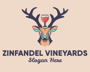 Deer Antlers Wine  logo design