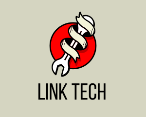 Wrench Ribbon Mechanic logo design