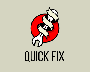 Wrench Ribbon Mechanic logo design