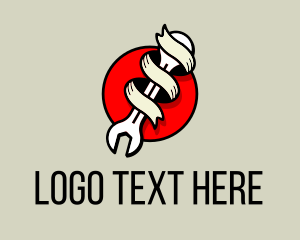 Toolbox - Wrench Ribbon Mechanic logo design