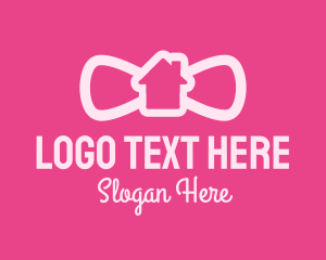 Residential - Pink Bow Tie House logo design