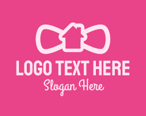 Apartment - Pink Bow Tie House logo design