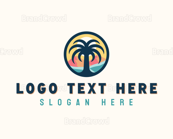 Palm Tree Resort Beach Logo