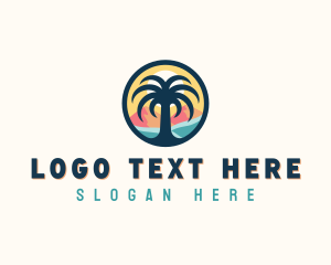 Resort - Palm Tree Resort Beach logo design