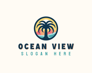 Palm Tree Resort Beach logo design