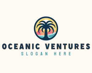 Palm Tree Resort Beach logo design