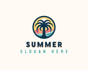 Palm Tree Resort Beach logo design