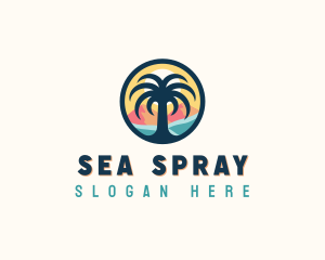 Palm Tree Resort Beach logo design