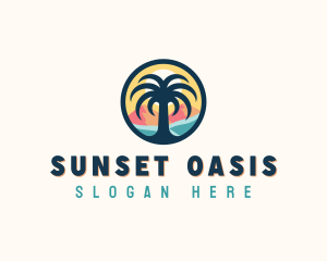 Palm Tree Resort Beach logo design