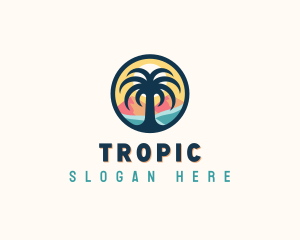 Palm Tree Resort Beach logo design