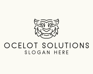 Ocelot - Smiling Wild Tiger logo design