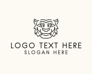 Black Tiger - Smiling Wild Tiger logo design