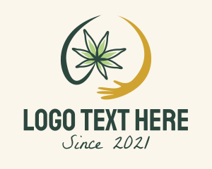 Weed - Natural Cannabis Hand logo design