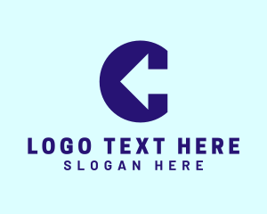 Alphabet - Blue Arrow Letter C logo design