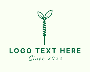 Acupuncture - Green Needle Leaf logo design