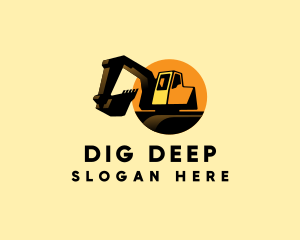 Excavate - Excavator Digging Construction logo design