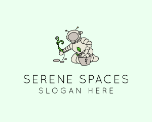 Astronaut Leaf Planting logo design