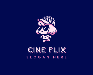 Movie - Popcorn Girl Movie Theater logo design