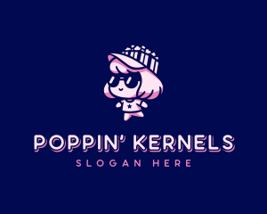 Popcorn Girl Movie Theater logo design