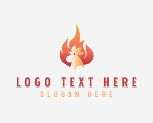 Barbecue - Flaming Chicken Roasting logo design