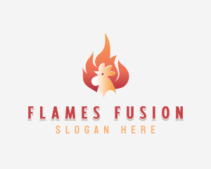 Flaming Chicken Roasting logo design