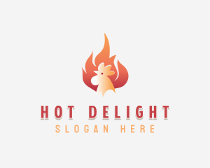 Flaming Chicken Roasting logo design