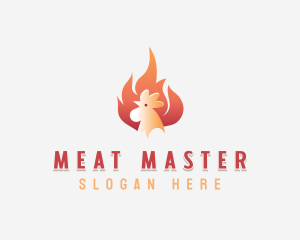 Flaming Chicken Roasting logo design