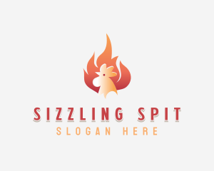 Roast - Flaming Chicken Roasting logo design