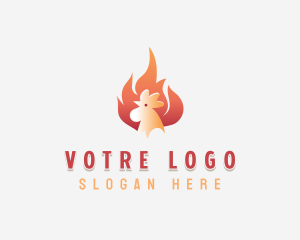 Roast - Flaming Chicken Roasting logo design