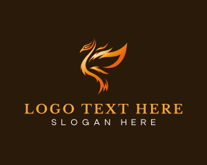 Mythological Creature - Phoenix Flame Wings logo design