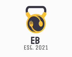 Eat - Food Plate Kettlebell logo design