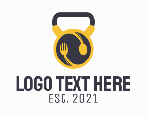 Utensils - Food Plate Kettlebell logo design