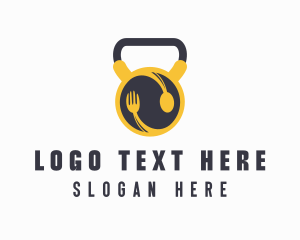 Fitness - Food Plate Kettlebell logo design