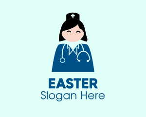 Medical Center - Woman Doctor Cartoon logo design