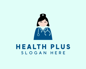 Woman Doctor Stethoscope logo design