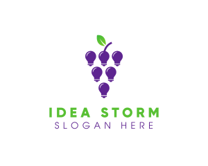 Grapes Light Bulb logo design