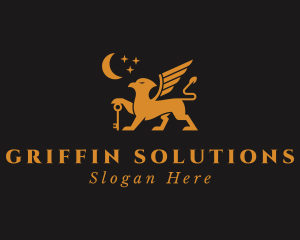 Griffin - Moon Griffin Key logo design