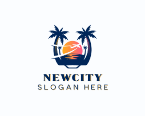 Beach Vacation Travel Logo