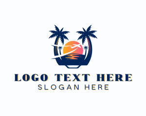 Beach Vacation Travel Logo