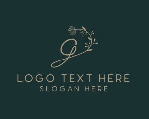Gold Floral Letter G Logo