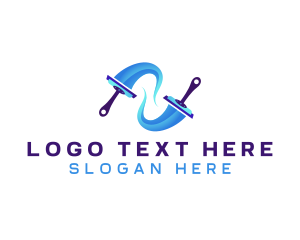 Cleaning - Squeegee Cleaning Water logo design