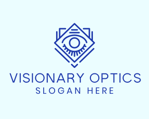 Optometry - Blue Diamond Eye logo design